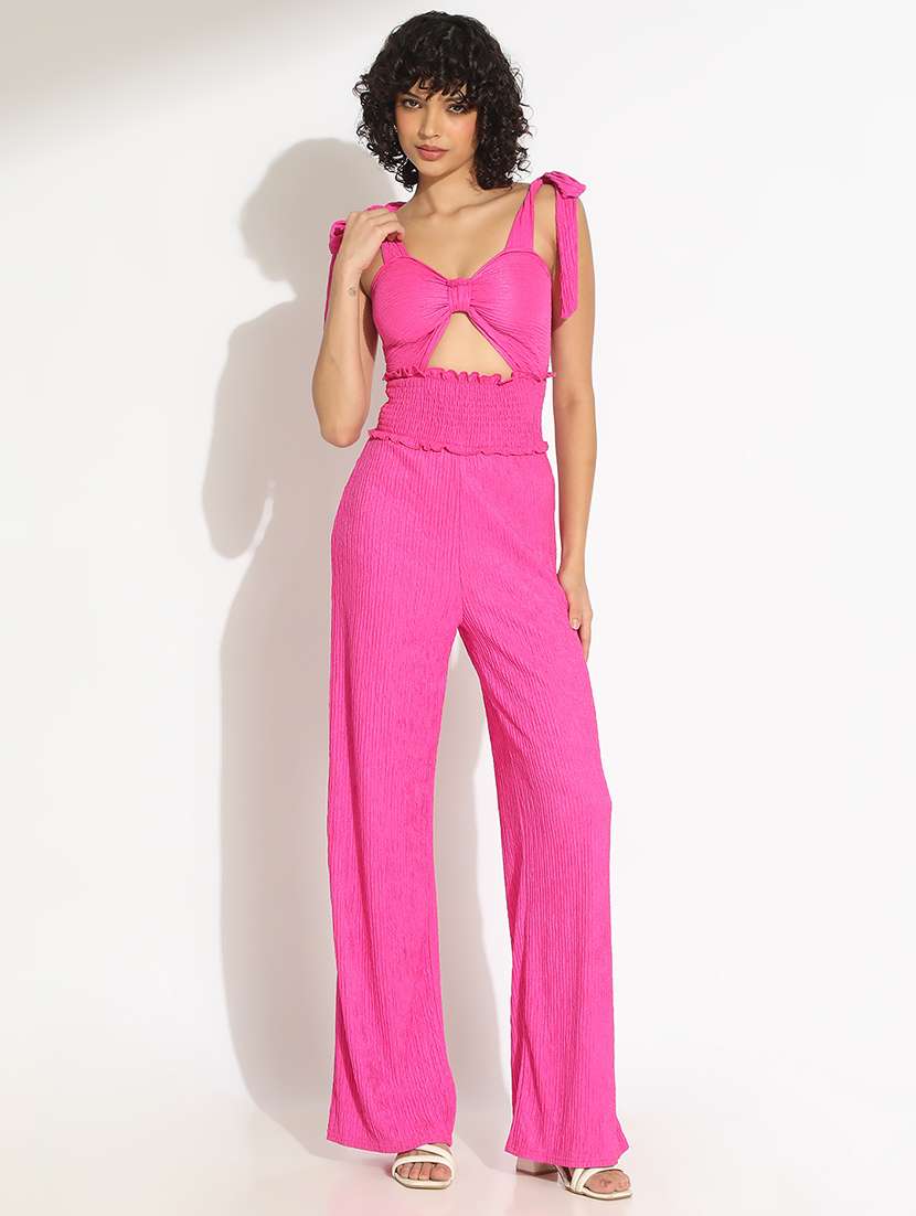 women pink solid shoulder strap cut out jumpsuit - 22086215 -  Standard Image - 2