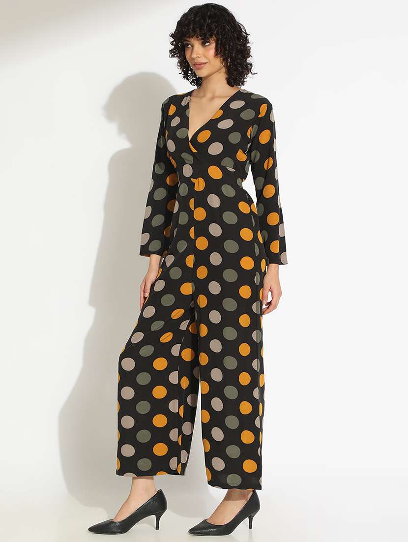 Women Black Polka Doted Long Sleeve Jumpsuit - 22086216 -  Standard Image - 2