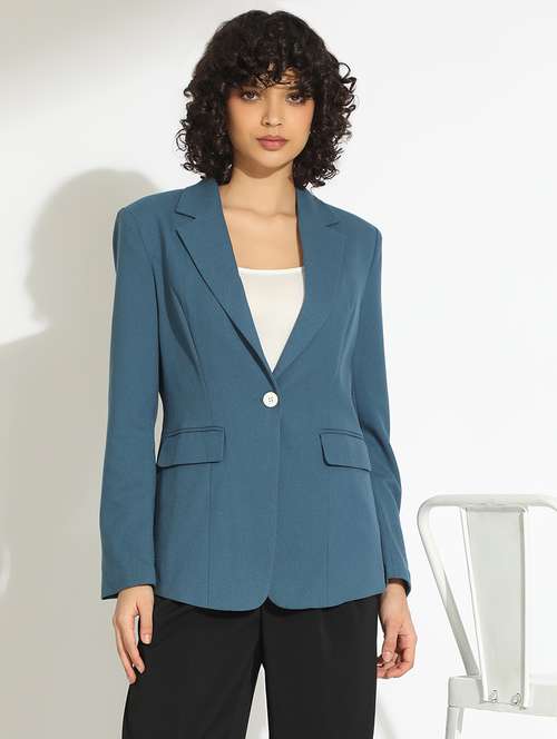 women solid long sleeve single breasted blazer - 22086233 -  Standard Image - 0