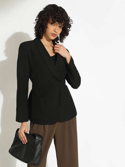 women solid long sleeve double breasted blazer - 22086234 -  Standard Image - 0