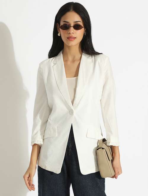 women solid long sleeve single breasted blazer - 22086237 -  Standard Image - 0