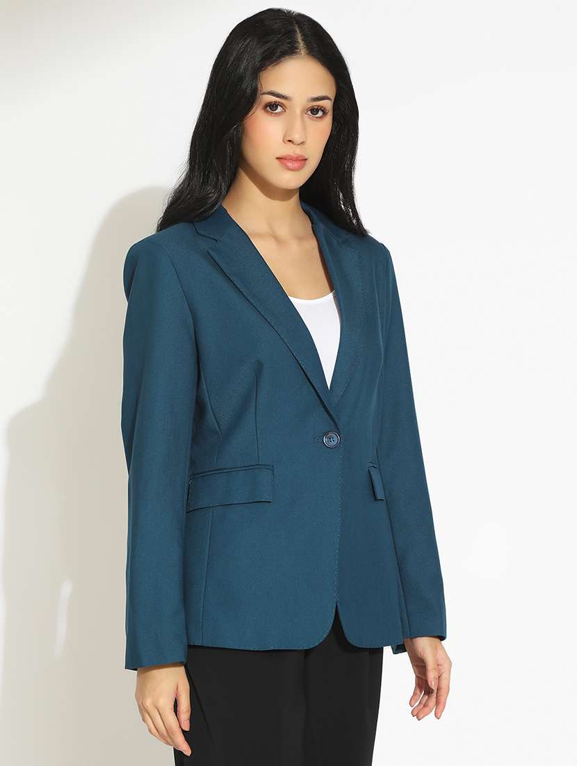 women solid long sleeve single breasted blazer - 22086238 -  Standard Image - 2