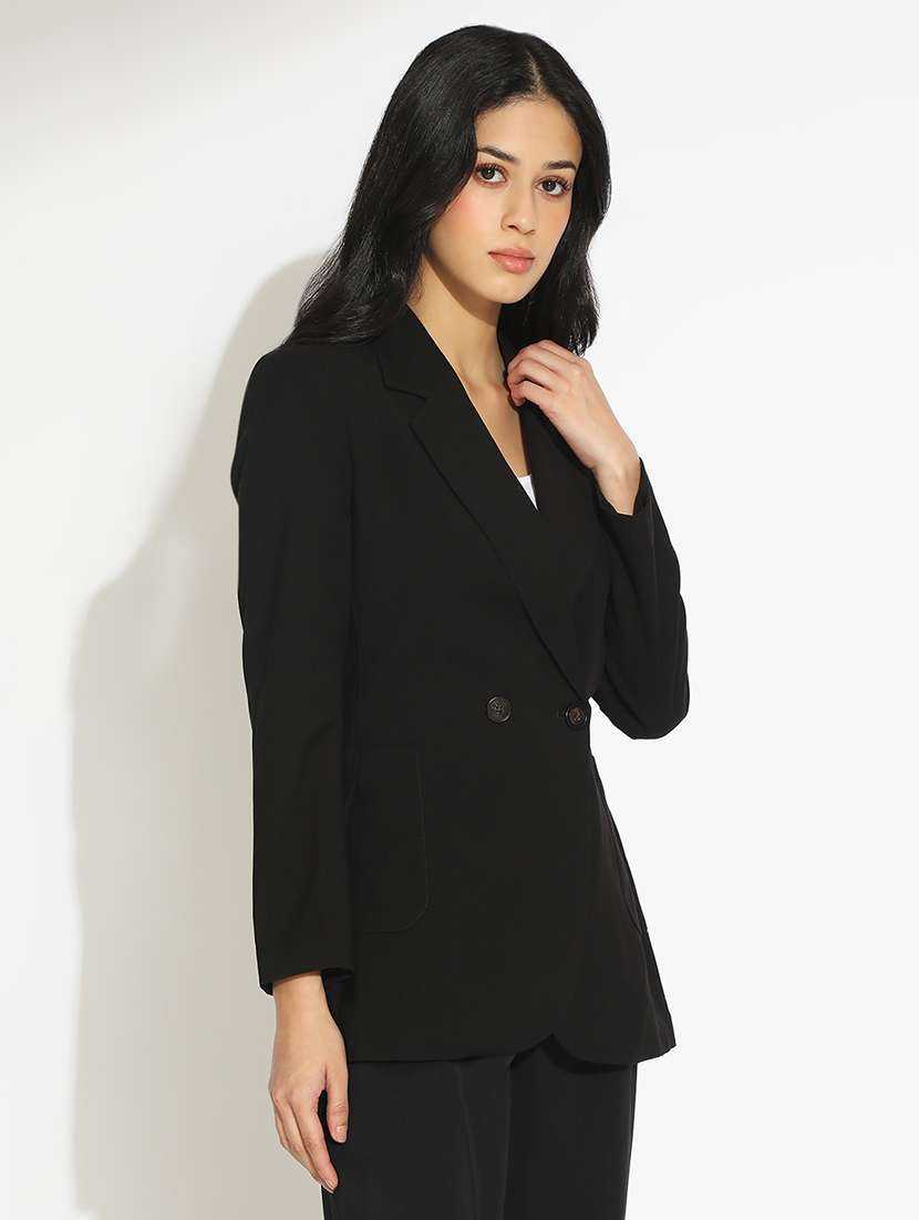 women solid long sleeve double breasted blazer - 22086240 -  Standard Image - 2