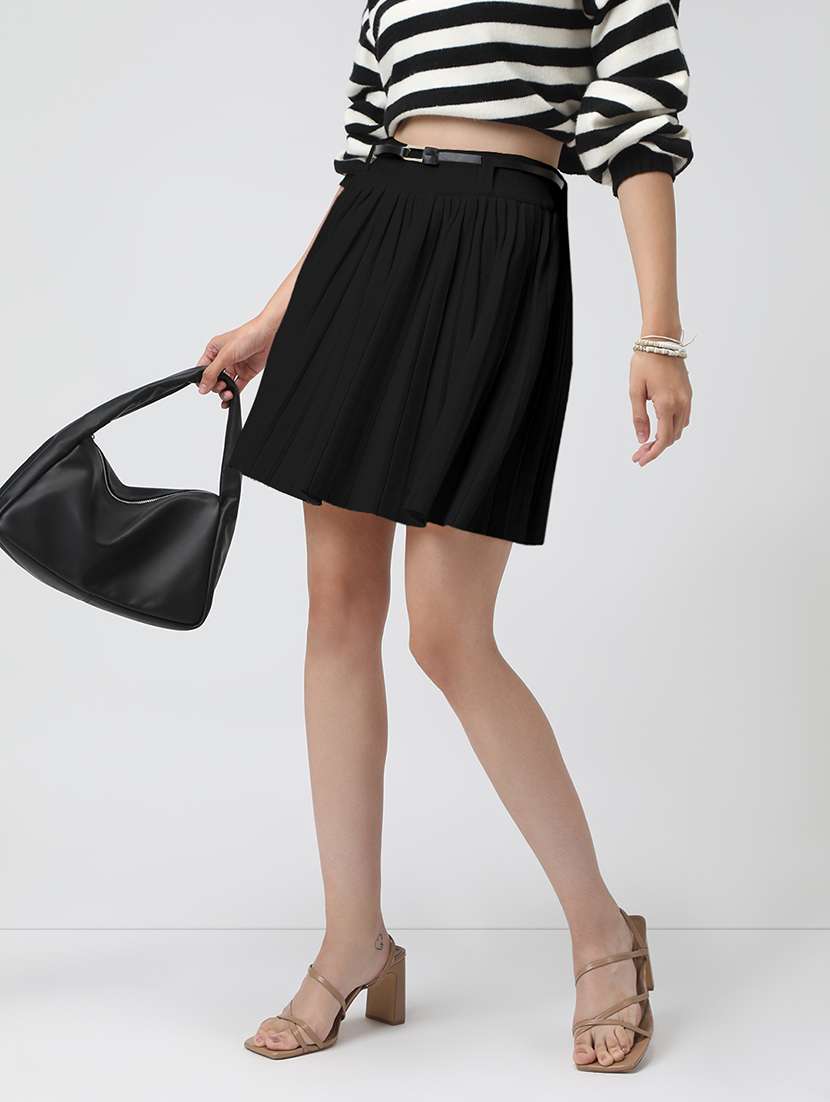 black acrylic flared skirts - 22086268 - Zoom Image - 0