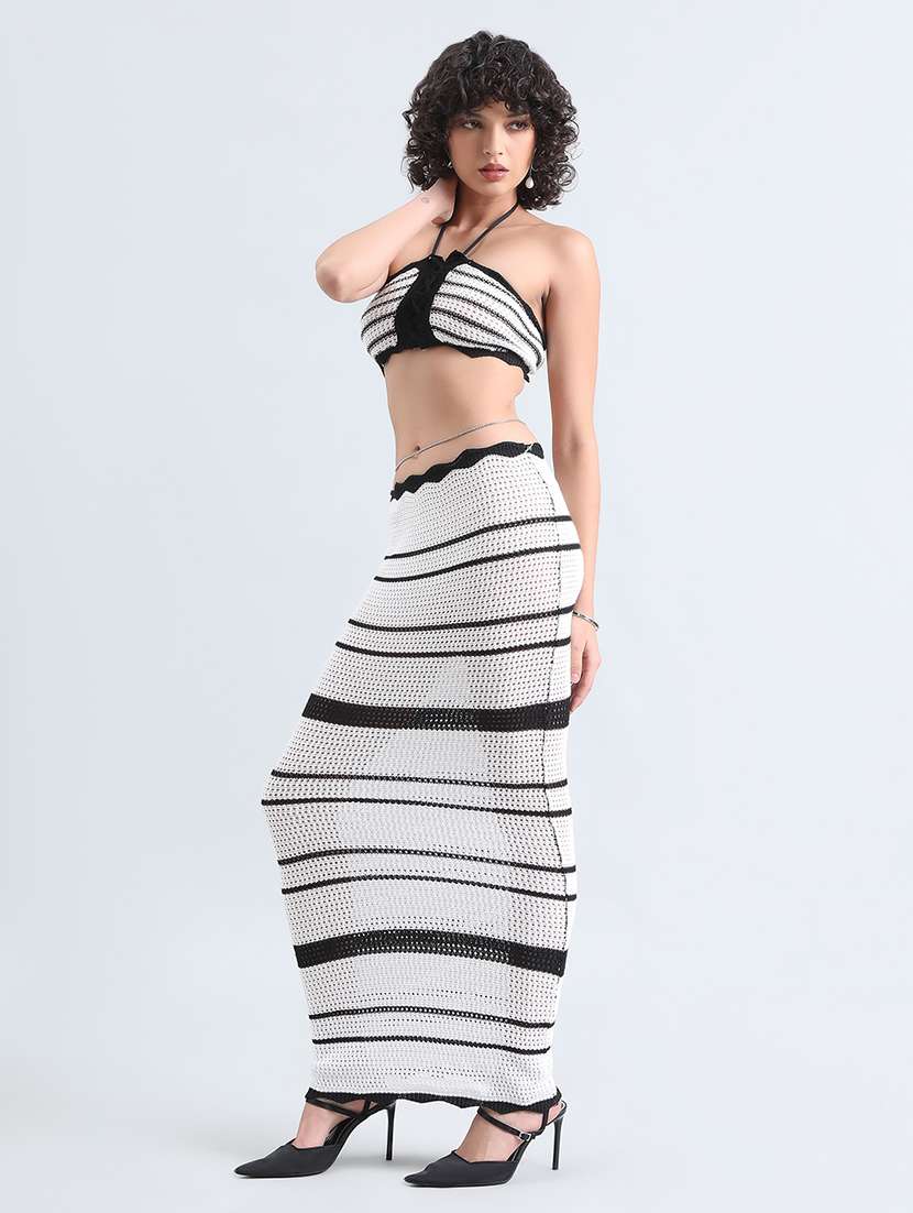 women self designed crocchet top and skirt co-ord set - 22086295 -  Standard Image - 2