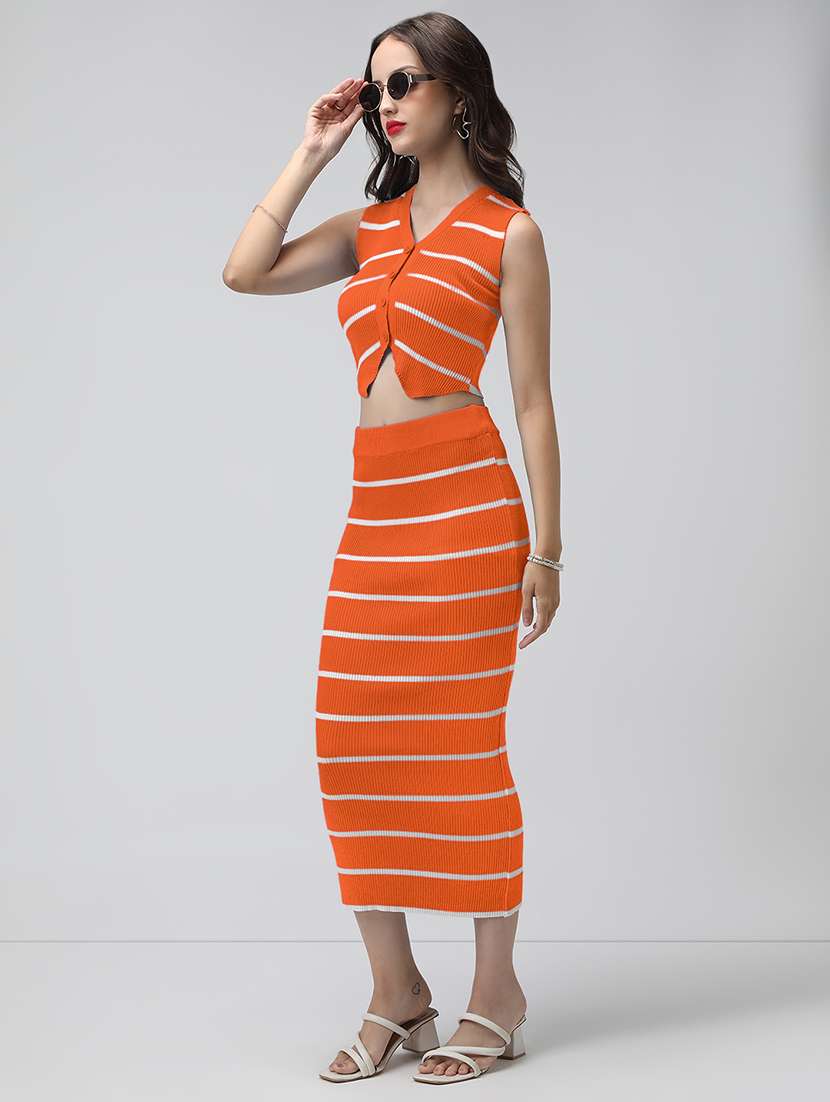 women striped top and skirt co-ord set - 22086308 -  Standard Image - 2