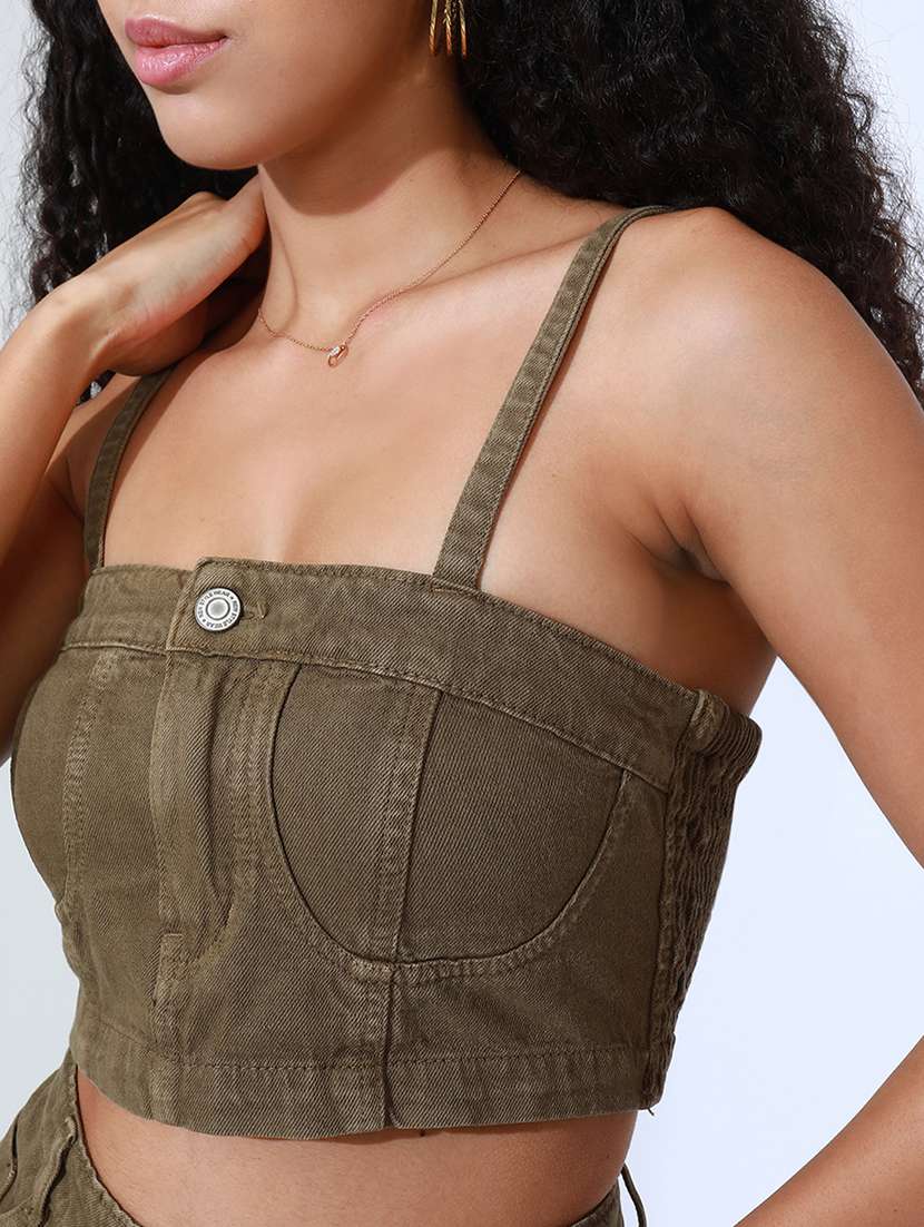 women solid denim top and trouser with jacket co-ord set - 22086311 -  Standard Image - 7