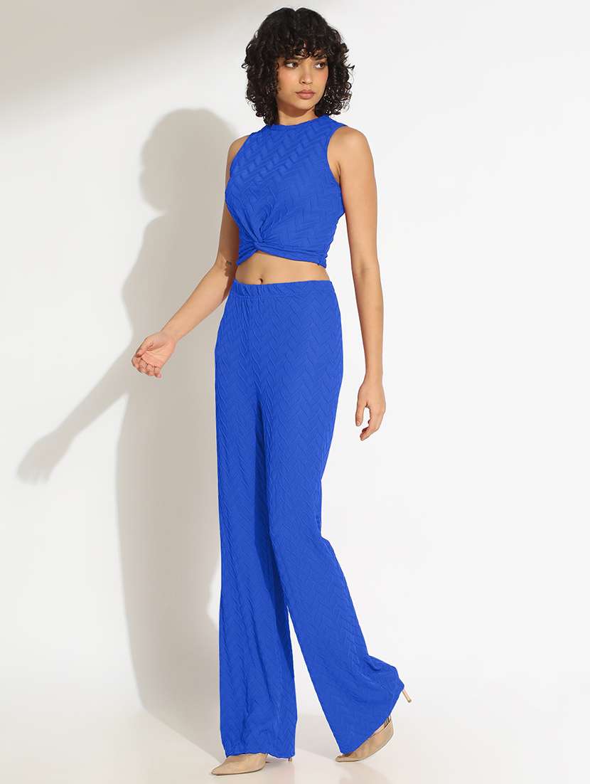 women solid top and trouser co-ord set - 22086313 - Standard Image - 2