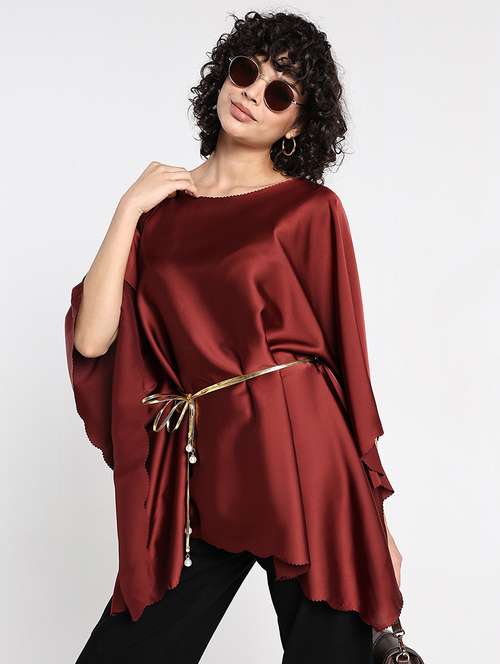 women solid kimono sleeve asymmetric top - 22086339 - Standard Image - 0