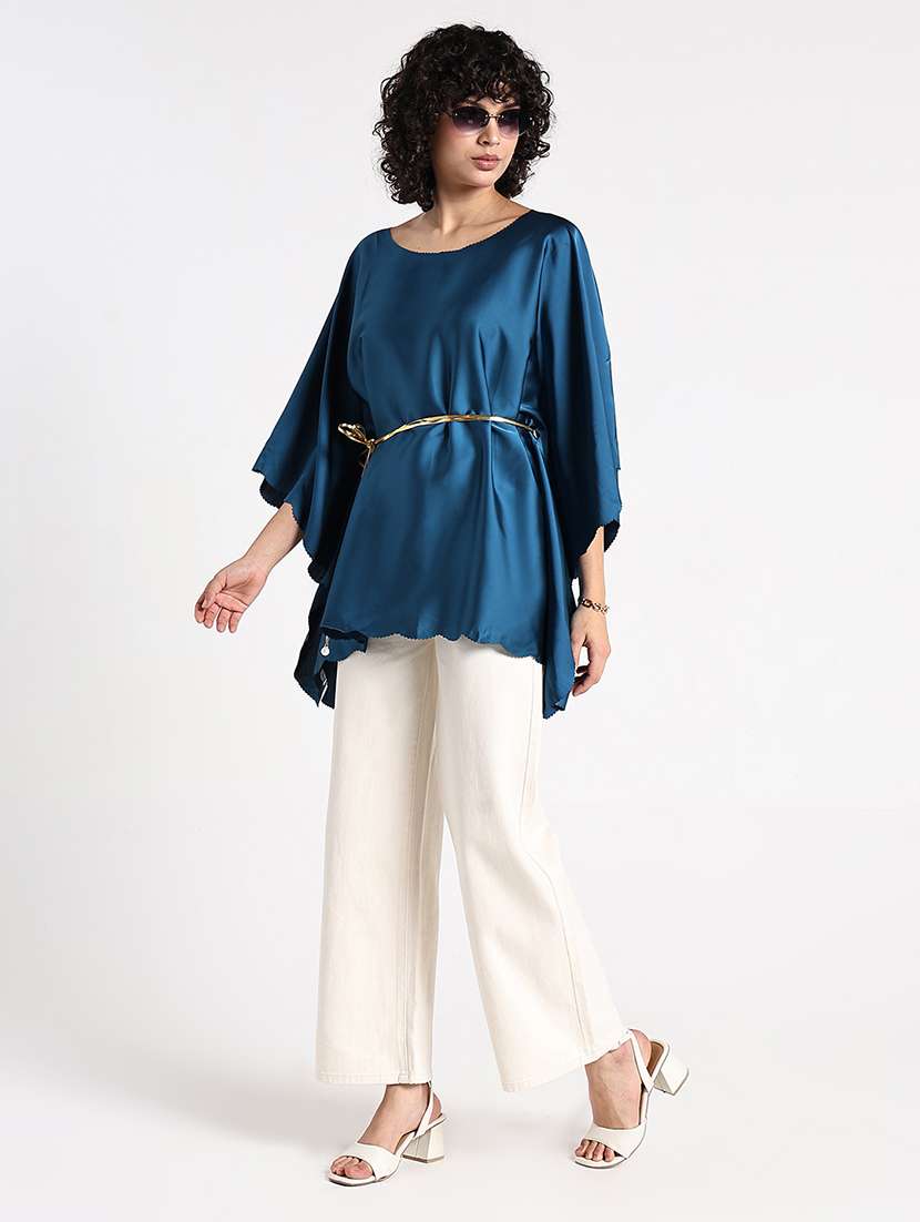 women solid kimono sleeve asymmetric top - 22086340 - Standard Image - 7
