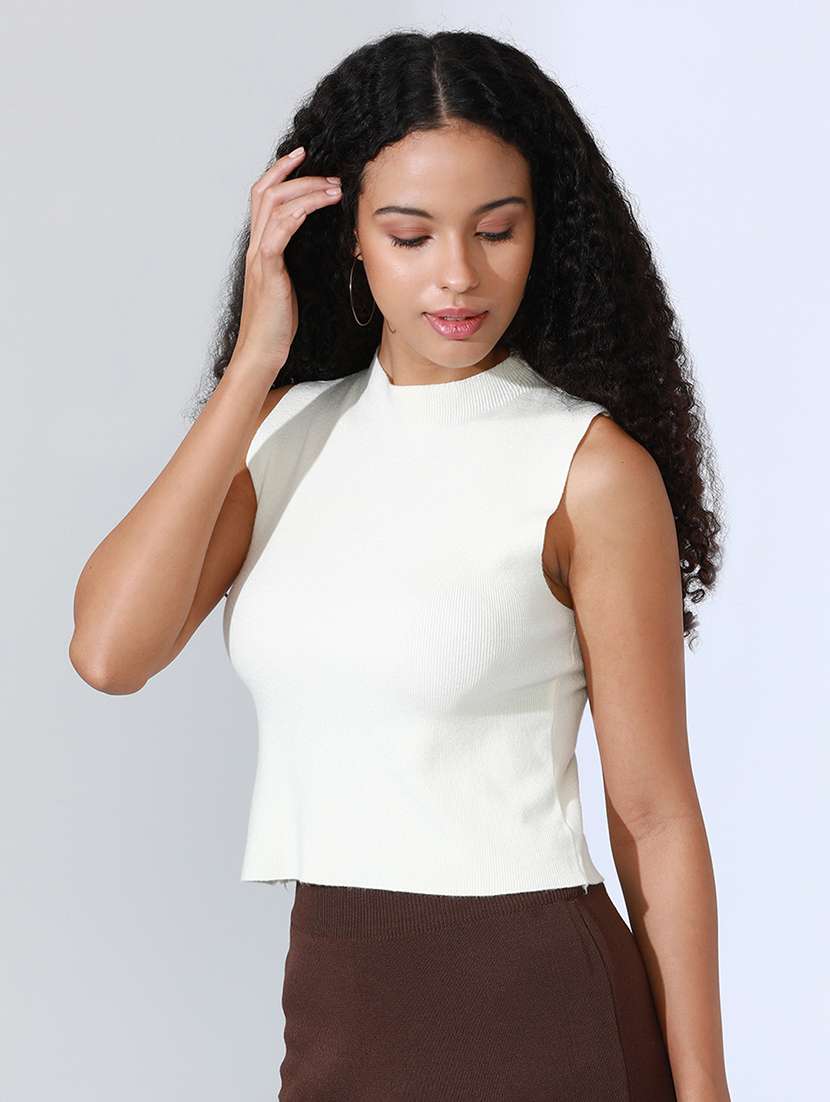 women white solid sleeveless top - 22086347 -  Standard Image - 2