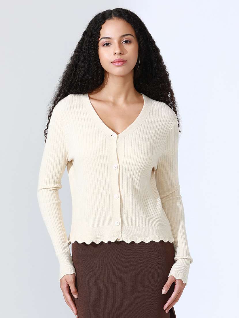 women beige solid long sleeve regular top - 22086348 -  Standard Image - 2