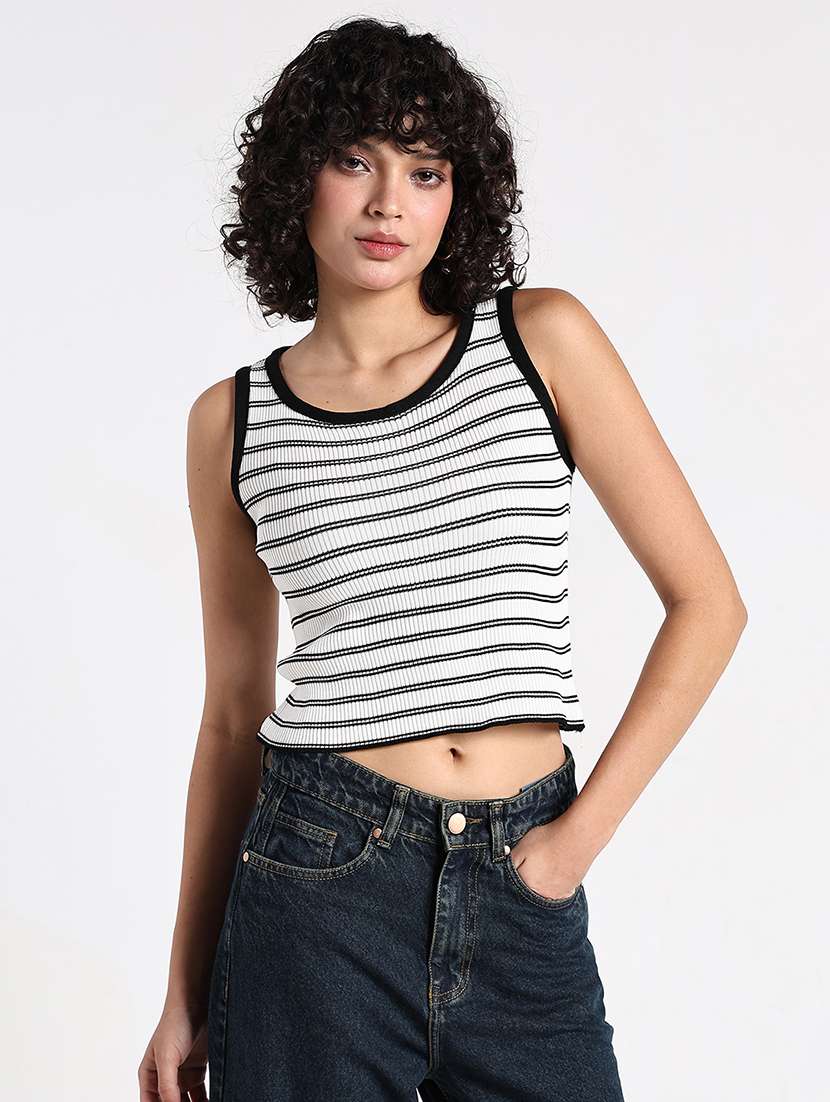 women striped sleeveless tank top - 22086356 - Standard Image - 2
