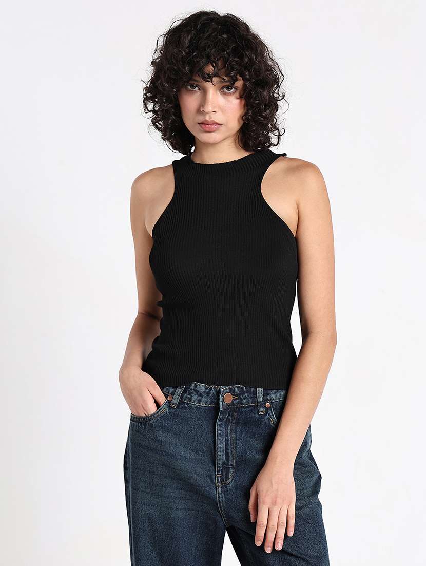 women black solid sleeveless tank top - 22086359 -  Standard Image - 2