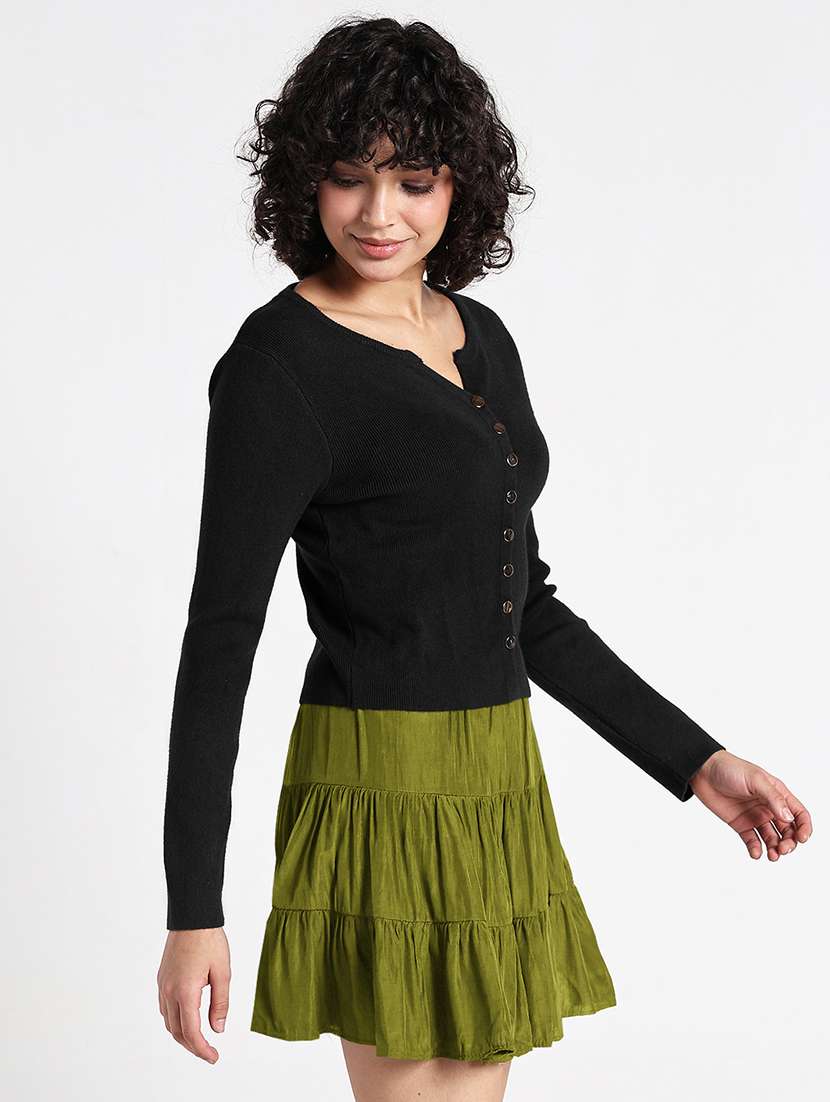 women black solid long sleeve regular top - 22086376 -  Standard Image - 2