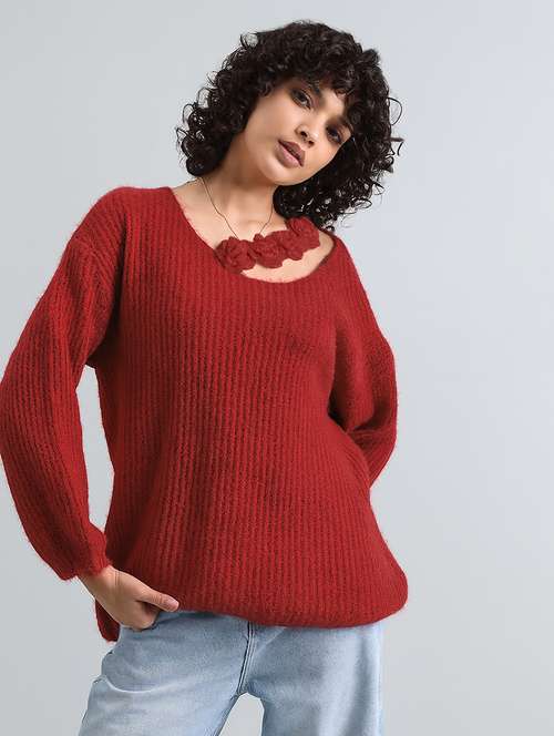 women self designed long sleeve pullover - 22086384 - Standard Image - 0