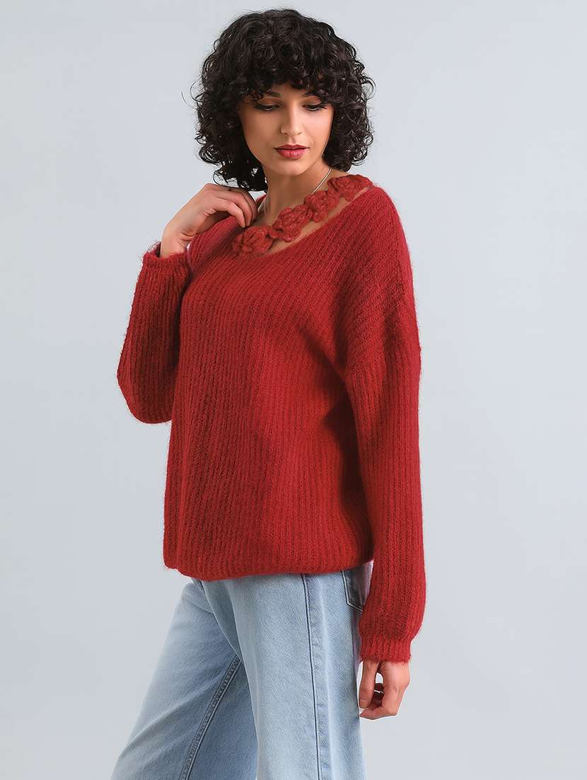 women self designed long sleeve pullover - 22086384 - Standard Image - 2