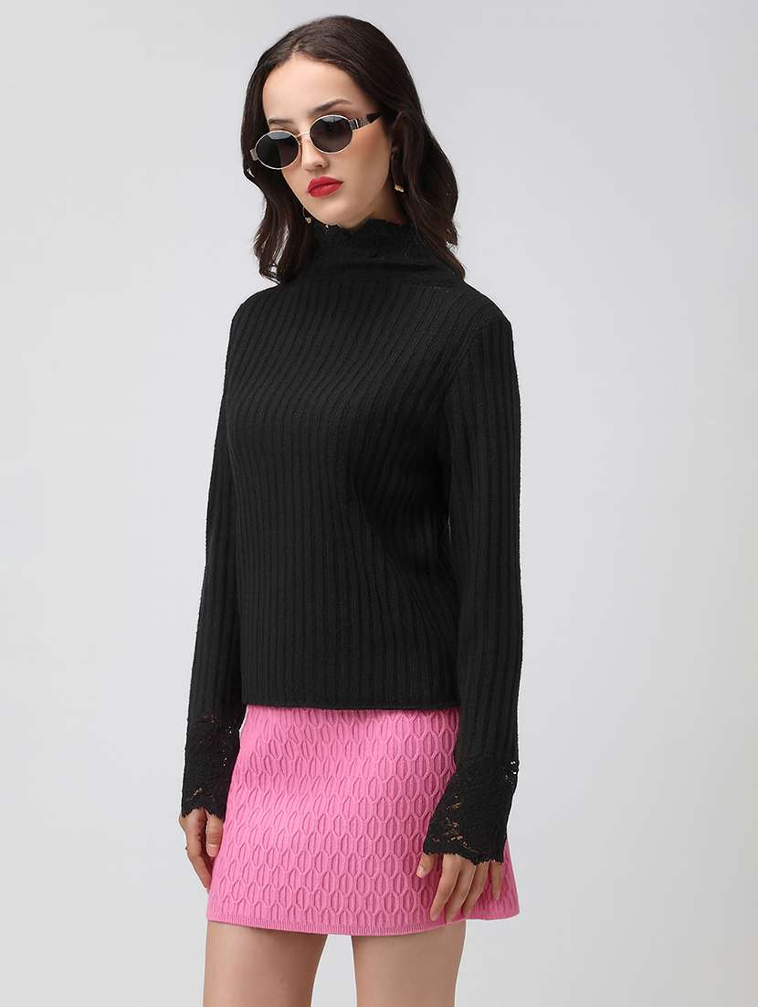 women black solid long sleeve pullover - 22086400 -  Standard Image - 2