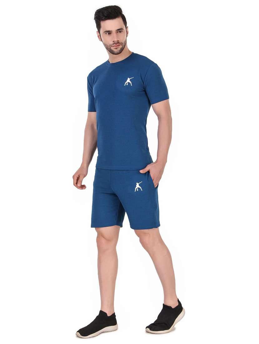 men solid shorts & t-shirt athleisure set - 22086423 -  Standard Image - 2