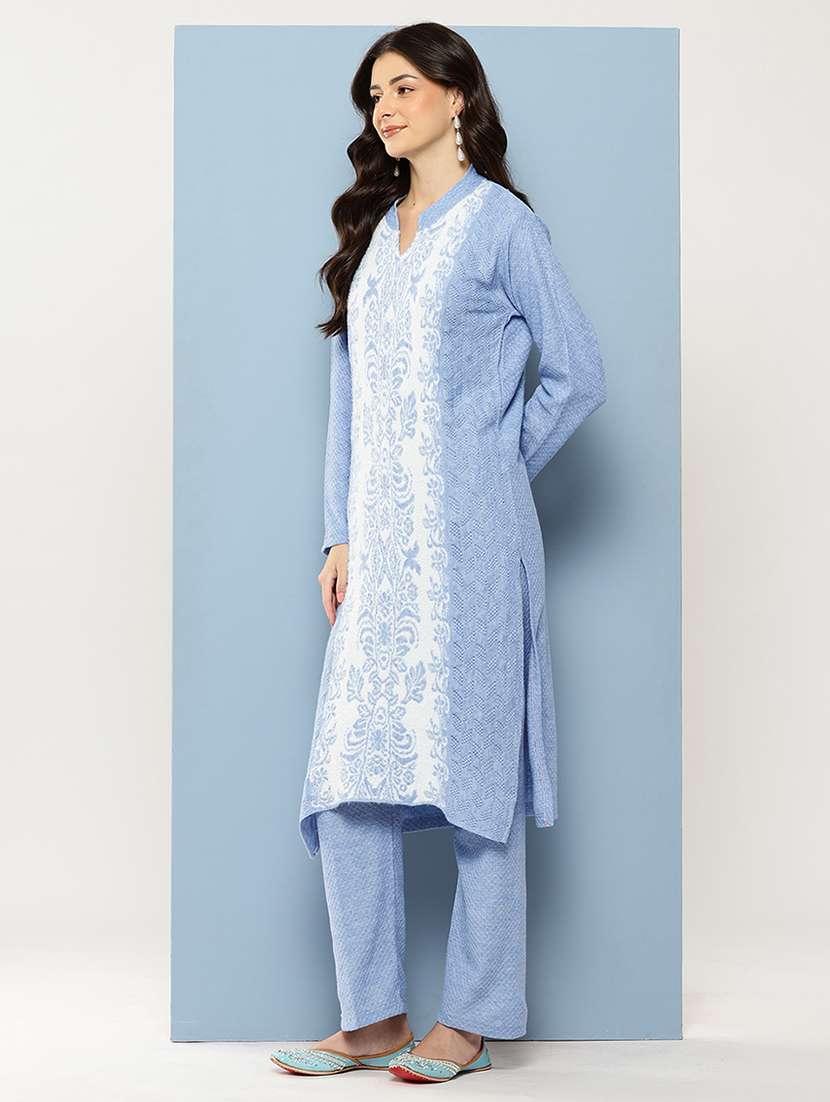 Women Self Design Long Sleeve Kurta Pant With Dupatta Set - 22086505 -  Standard Image - 2