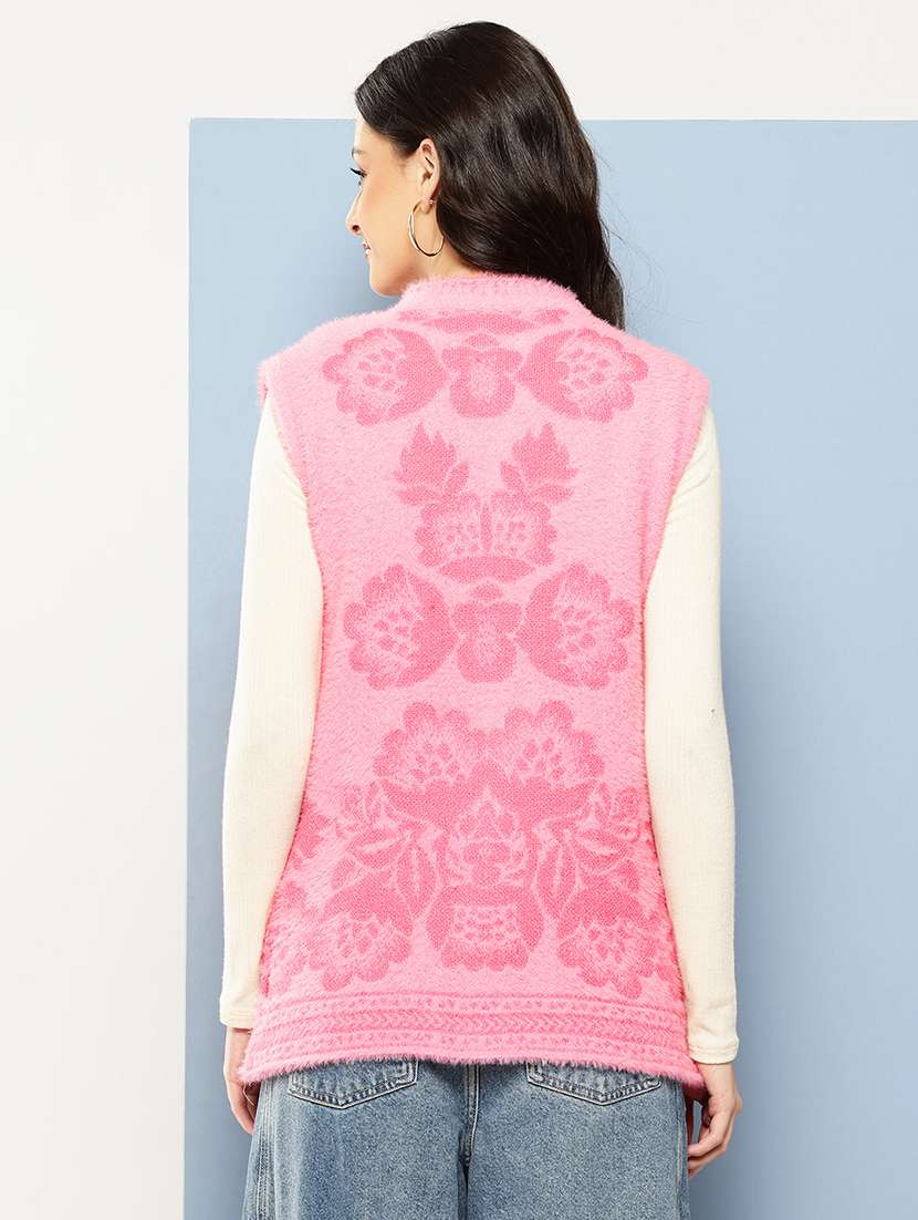 women self designed sleeveless cardigan - 22086525 -  Standard Image - 2