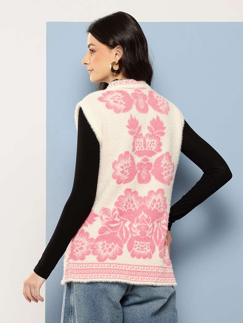 women self designed sleeveless cardigan - 22086526 -  Standard Image - 2