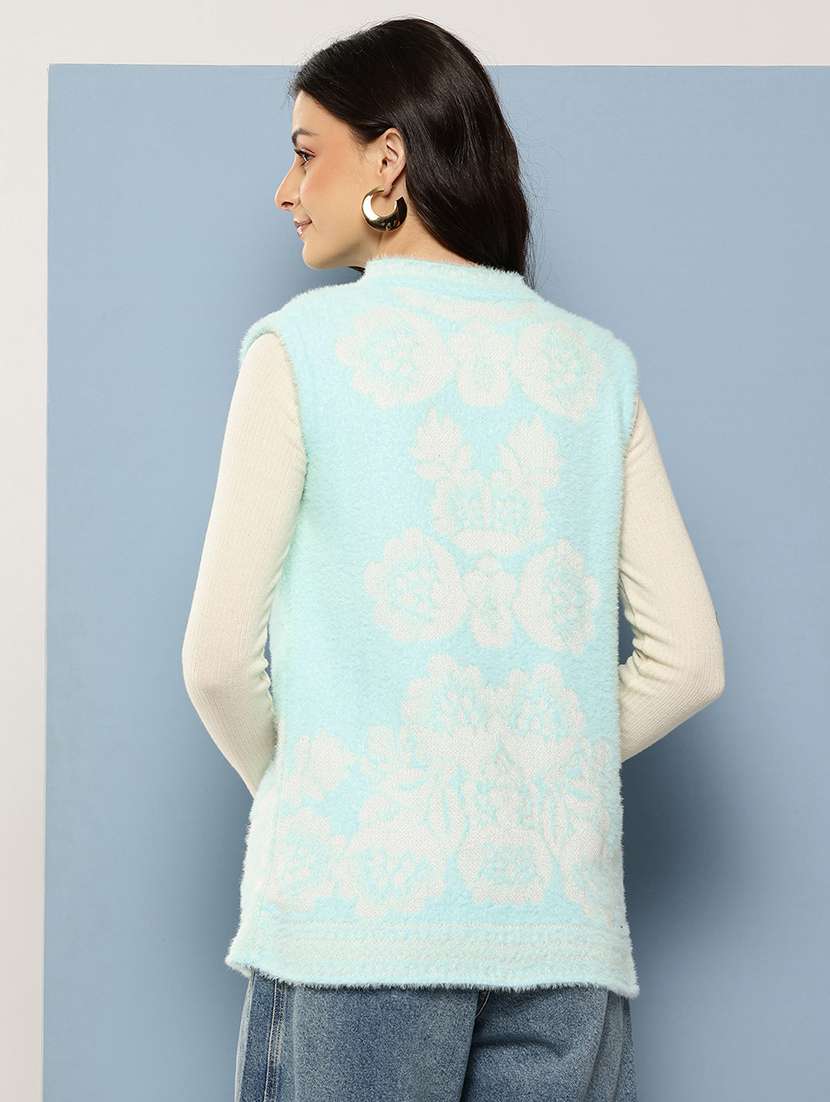 women self designed sleeveless cardigan - 22086527 -  Standard Image - 2