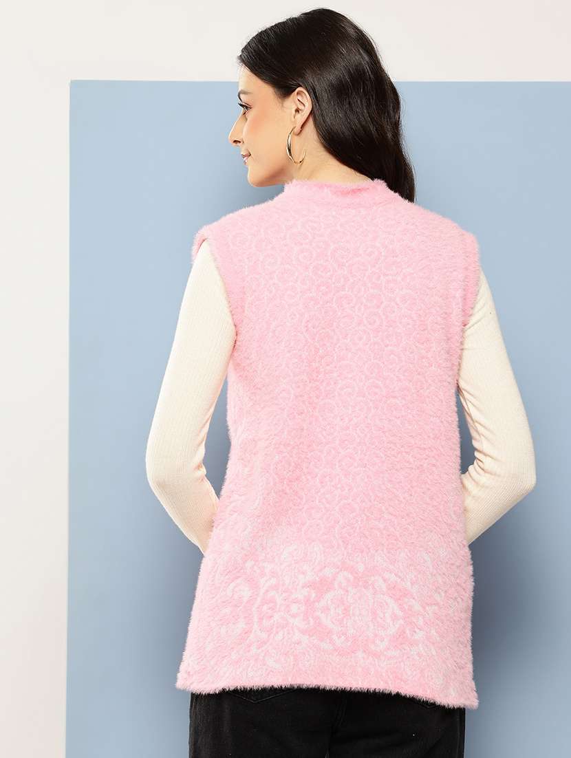 women self designed sleeveless cardigan - 22086530 -  Standard Image - 2