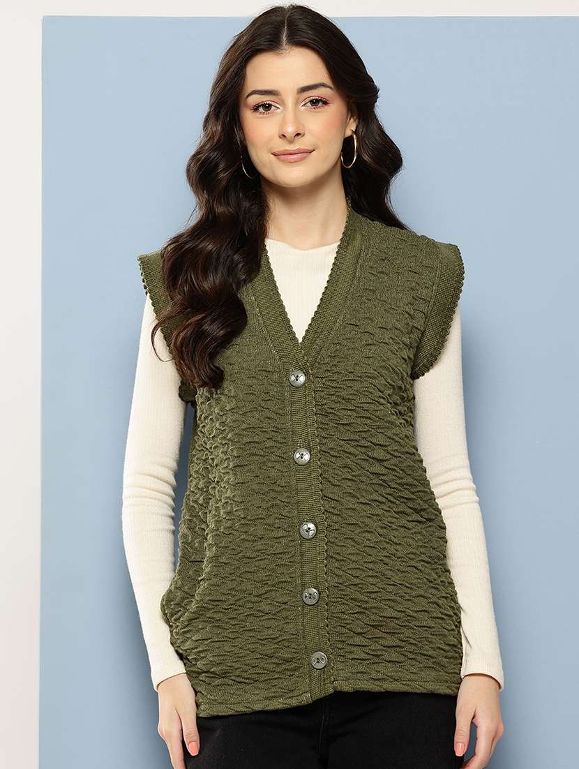 women self designed sleeveless cardigan