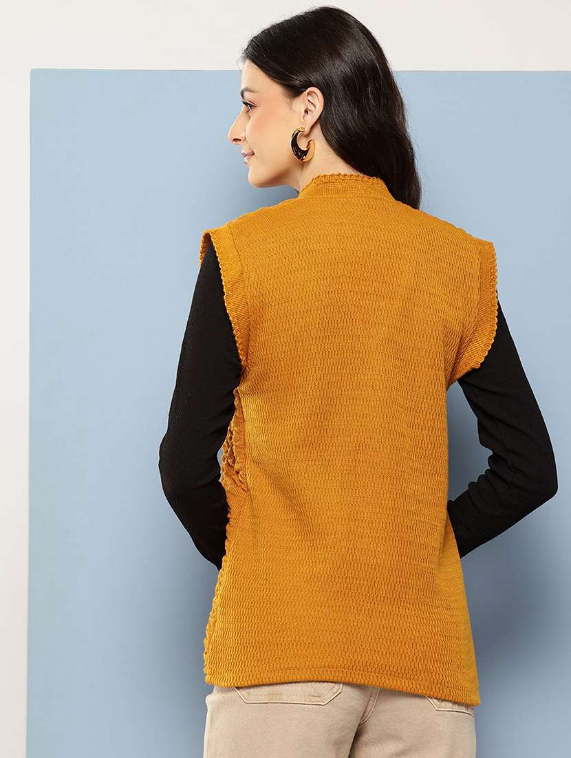 women self designed sleeveless cardigan - 22086539 -  Standard Image - 2