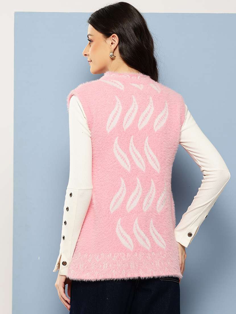 women self designed sleeveless cardigan - 22086543 - Standard Image - 2