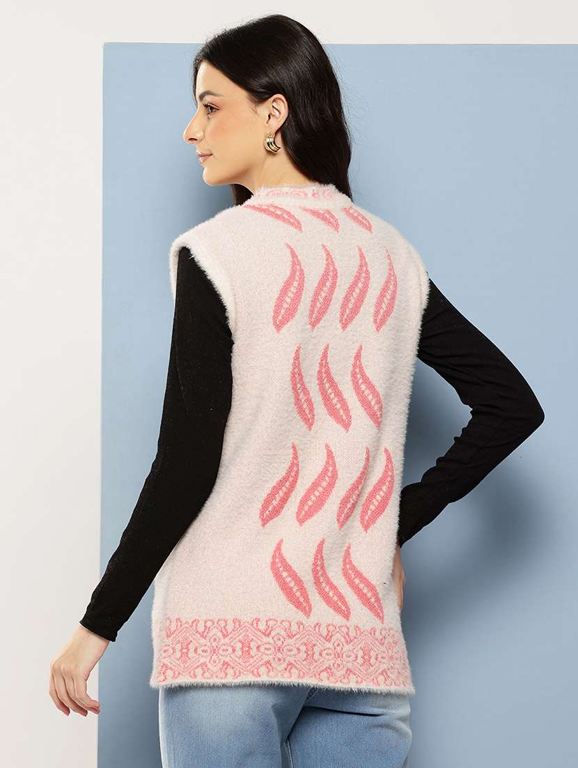 women self designed sleeveless cardigan - 22086544 -  Standard Image - 2