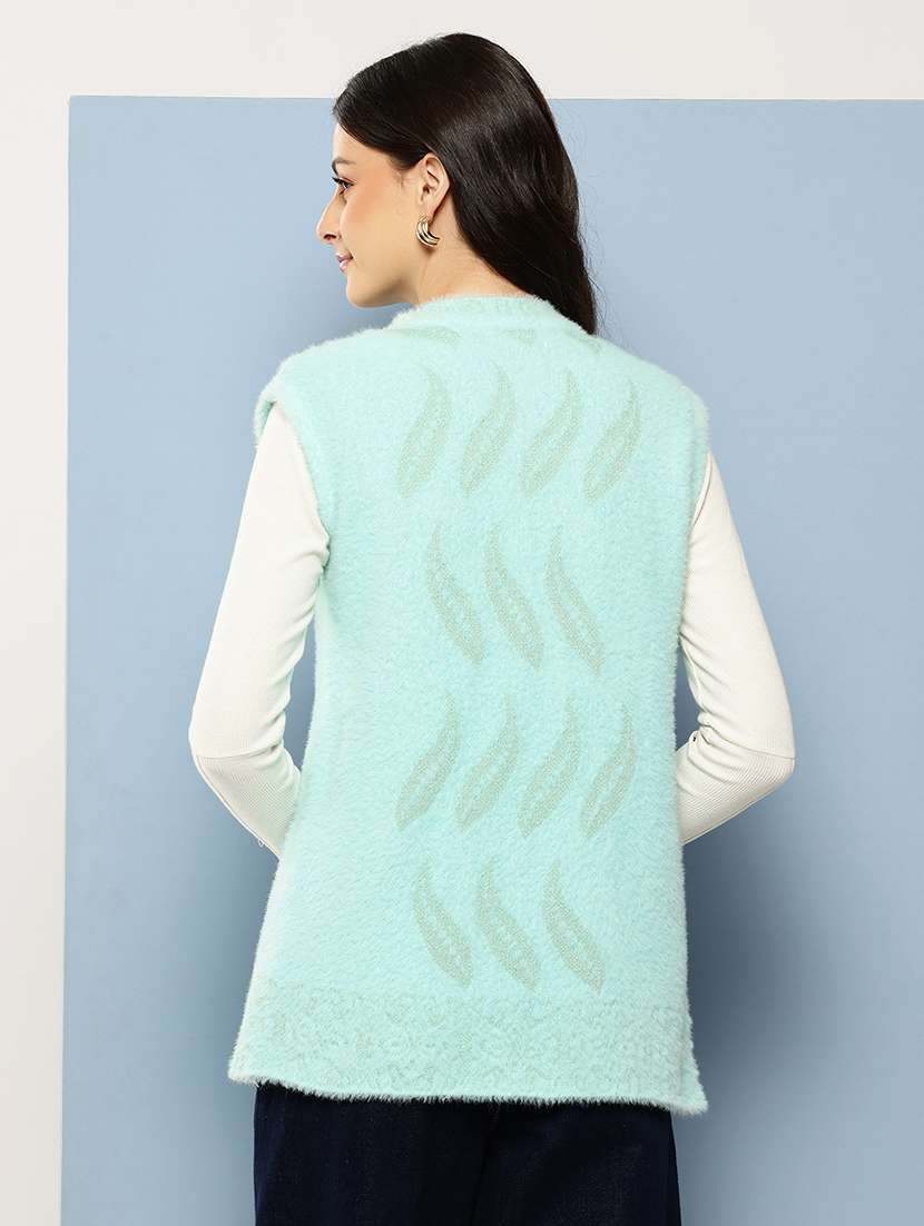 women self designed sleeveless cardigan - 22086545 -  Standard Image - 2