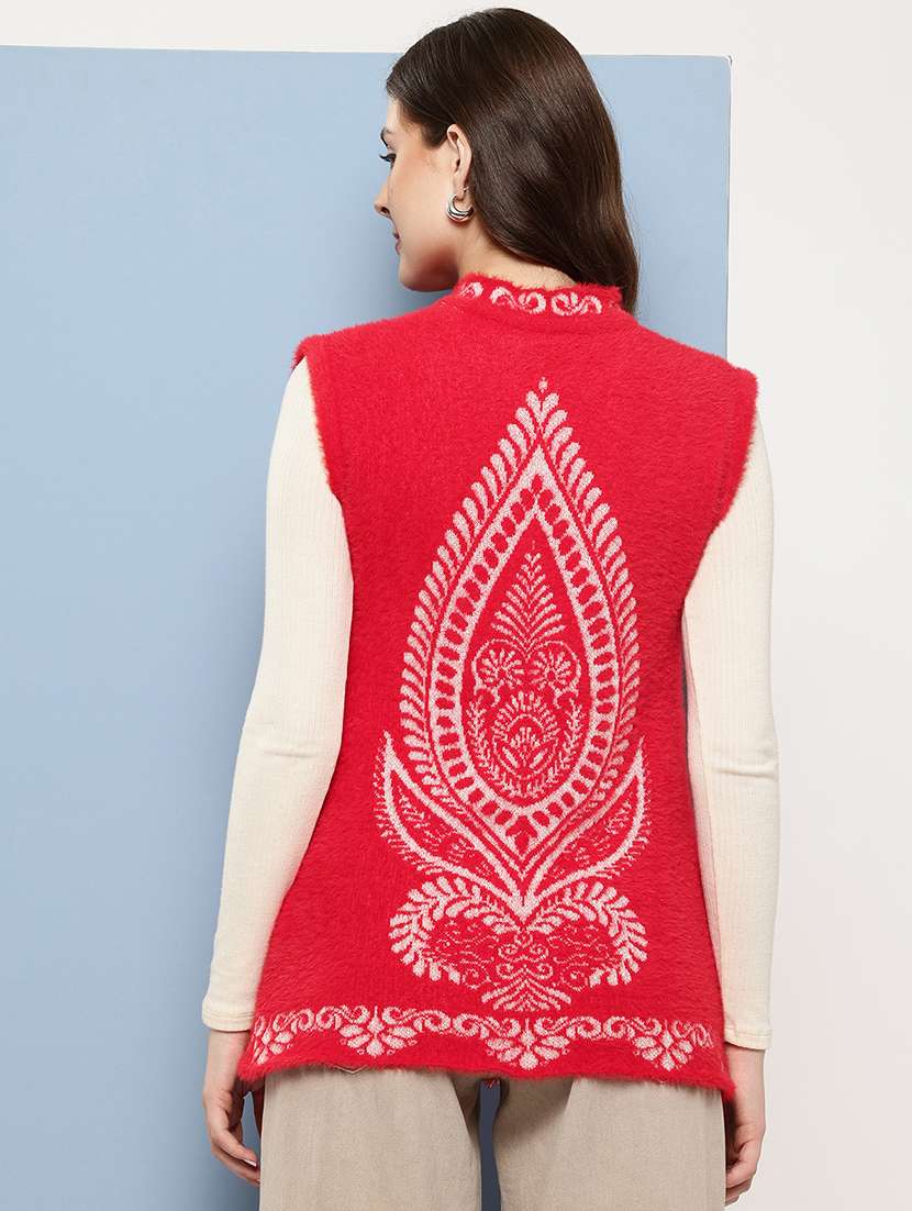 women self designed sleeveless cardigan - 22086547 -  Standard Image - 2