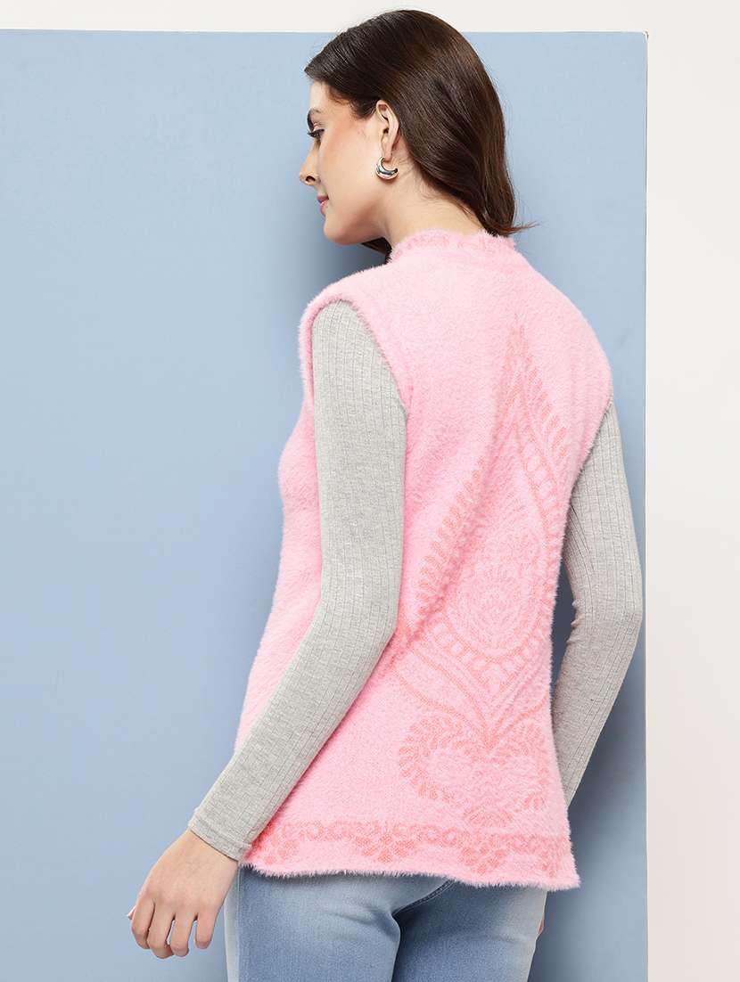 women self designed sleeveless cardigan - 22086548 -  Standard Image - 2