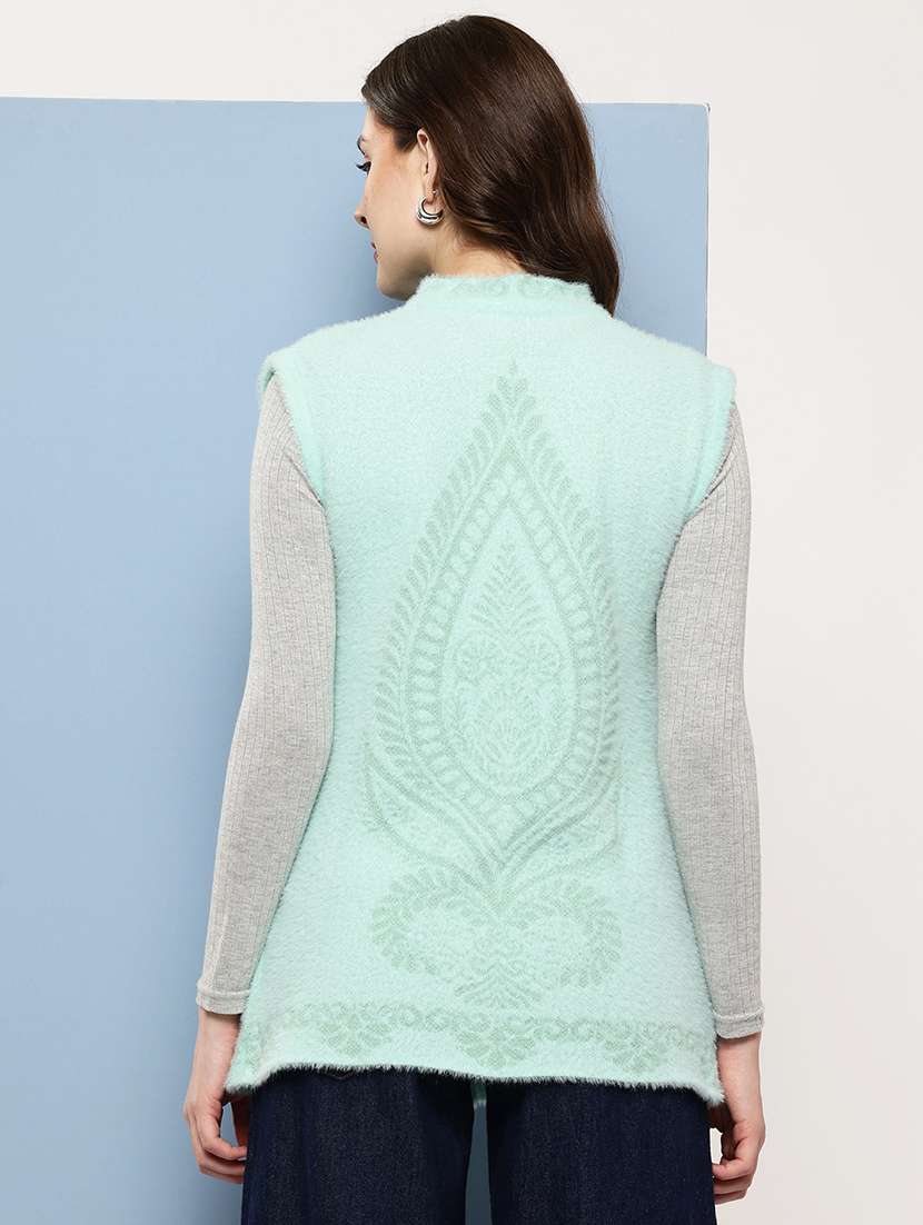 women self designed sleeveless cardigan - 22086550 -  Standard Image - 2