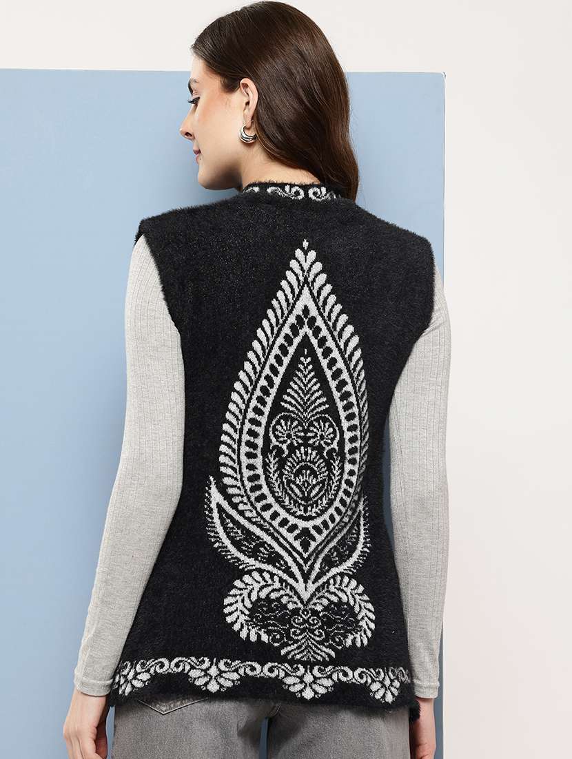 women self designed sleeveless cardigan - 22086551 -  Standard Image - 2