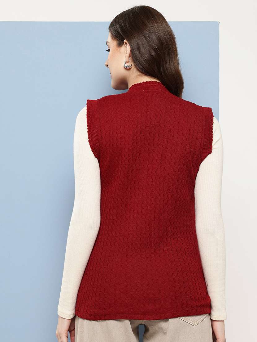 women self designed sleeveless cardigan - 22086552 -  Standard Image - 2