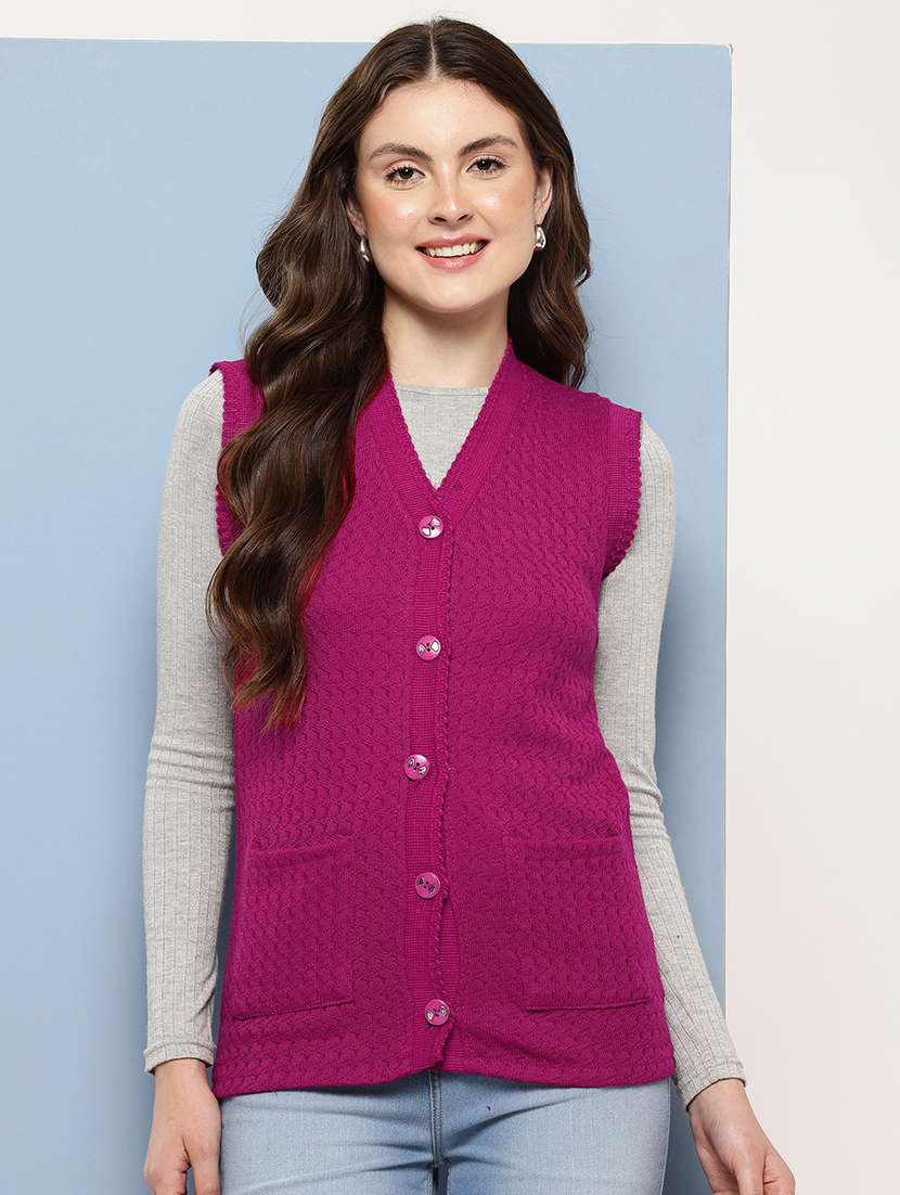 women self designed sleeveless cardigan