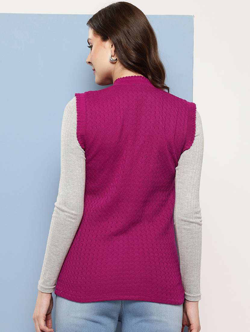 women self designed sleeveless cardigan - 22086553 -  Standard Image - 2