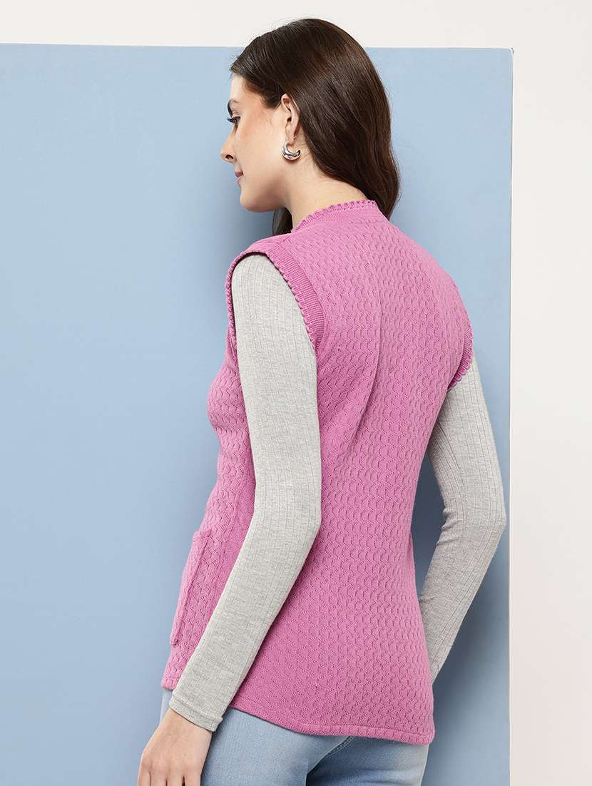 women self designed sleeveless cardigan - 22086554 -  Standard Image - 2