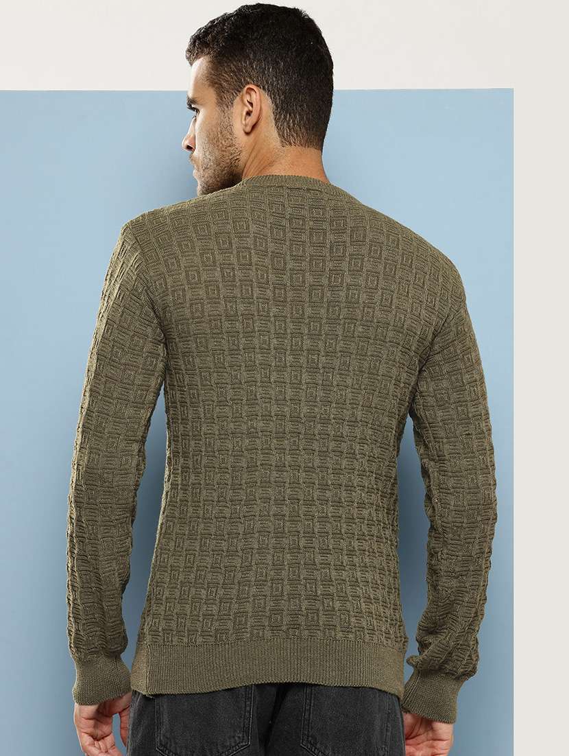 men self design long sleeve regular fit pullover - 22086584 - Standard Image - 2