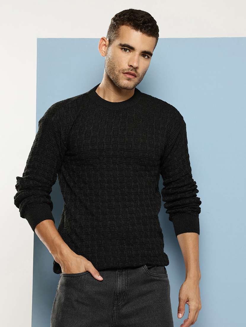 men self design long sleeve regular fit pullover - 22086587 - Zoom Image - 0