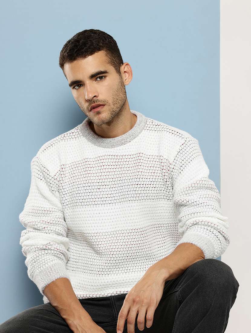 men self design long sleeve regular fit pullover - 22086596 - Zoom Image - 0