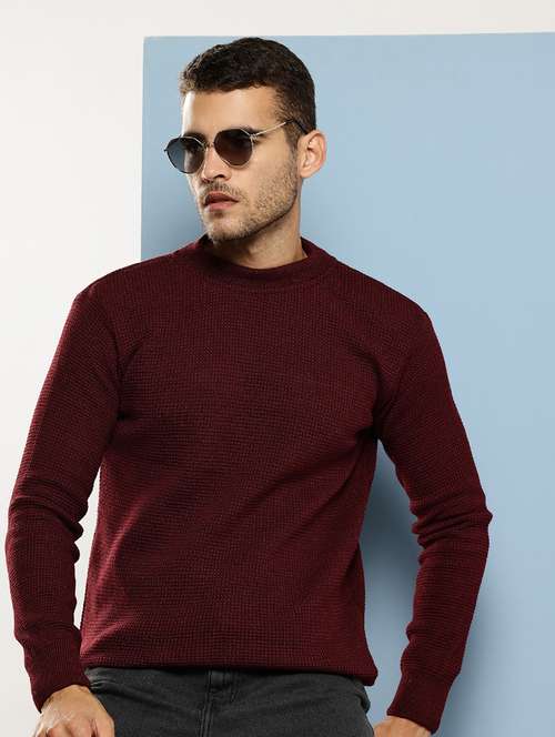 men self design long sleeve regular fit pullover - 22086599 - Standard Image - 0