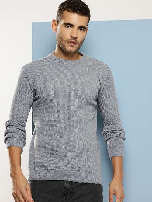men self design long sleeve regular fit pullover - 22086600 - Standard Image - 0