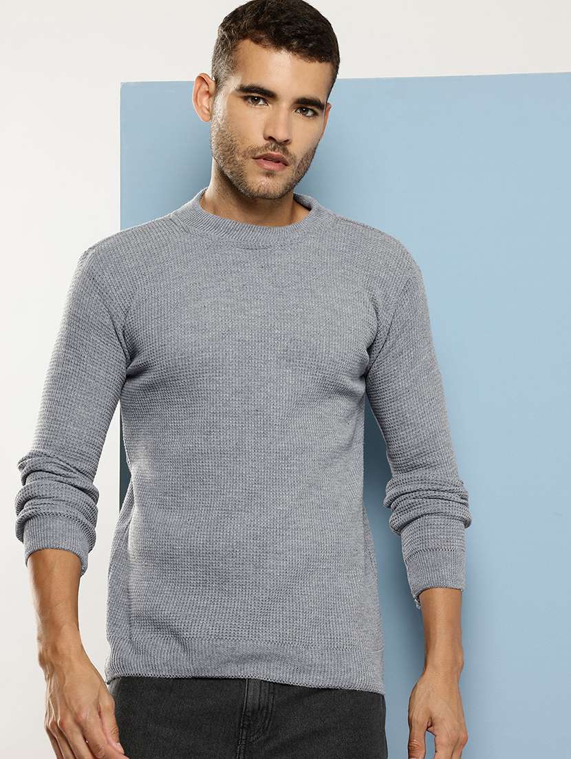 men self design long sleeve regular fit pullover - 22086600 - Zoom Image - 0