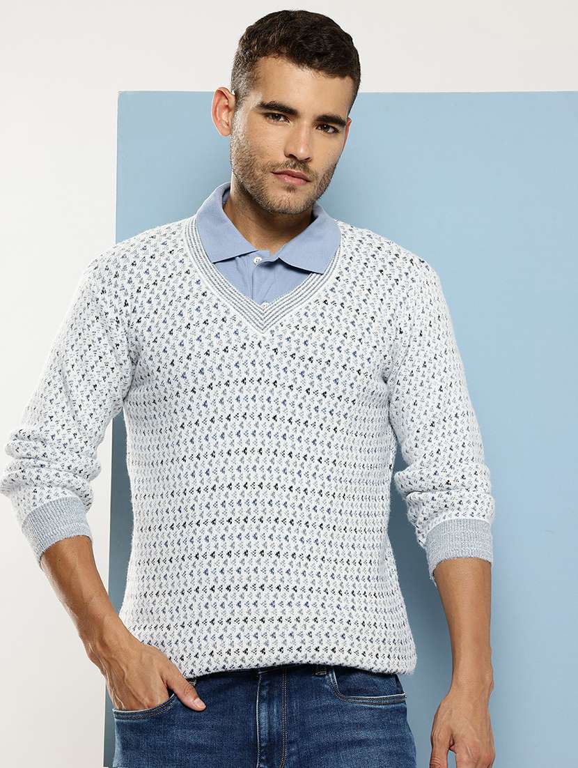 men self design long sleeve regular fit pullover - 22086613 - Zoom Image - 0