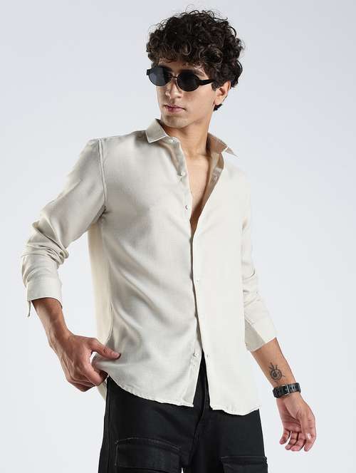 men solid long sleeve slim fit casual shirt - 22086619 -  Standard Image - 0