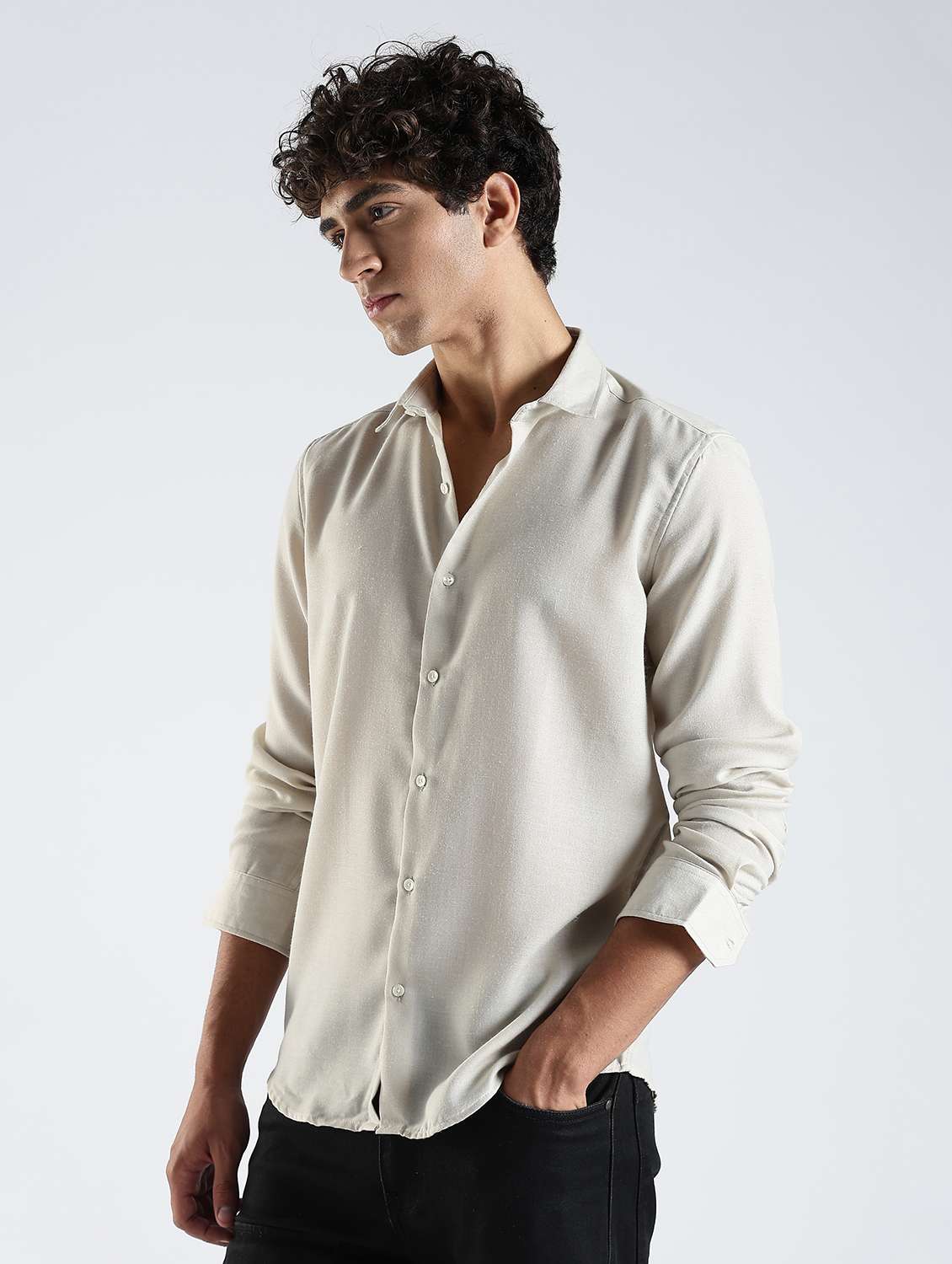 men solid long sleeve slim fit casual shirt - 22086619 -  Standard Image - 2